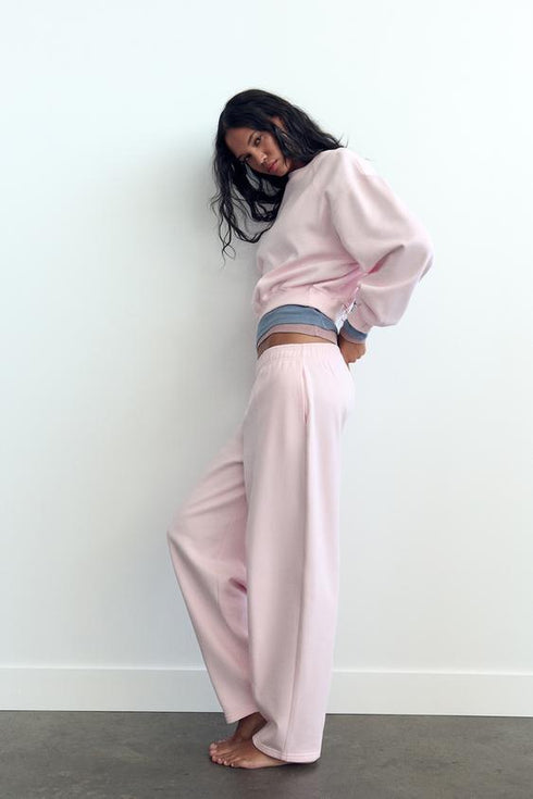 ZARA CARROT FIT PLUSH FLEECE TROUSERS